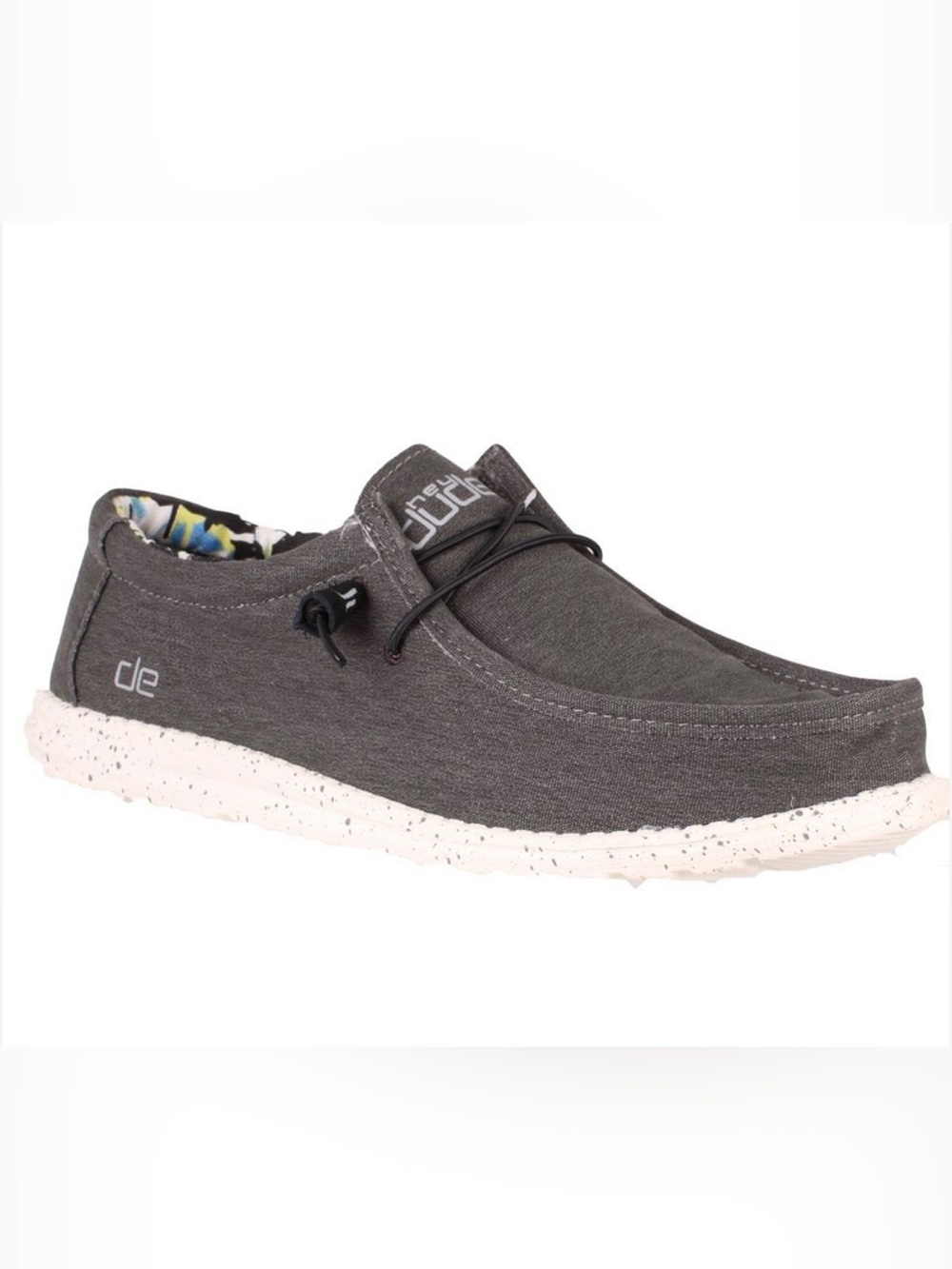 Hey Dude Men's Wally Stretch shoes in black with a speckled outsole Size 9